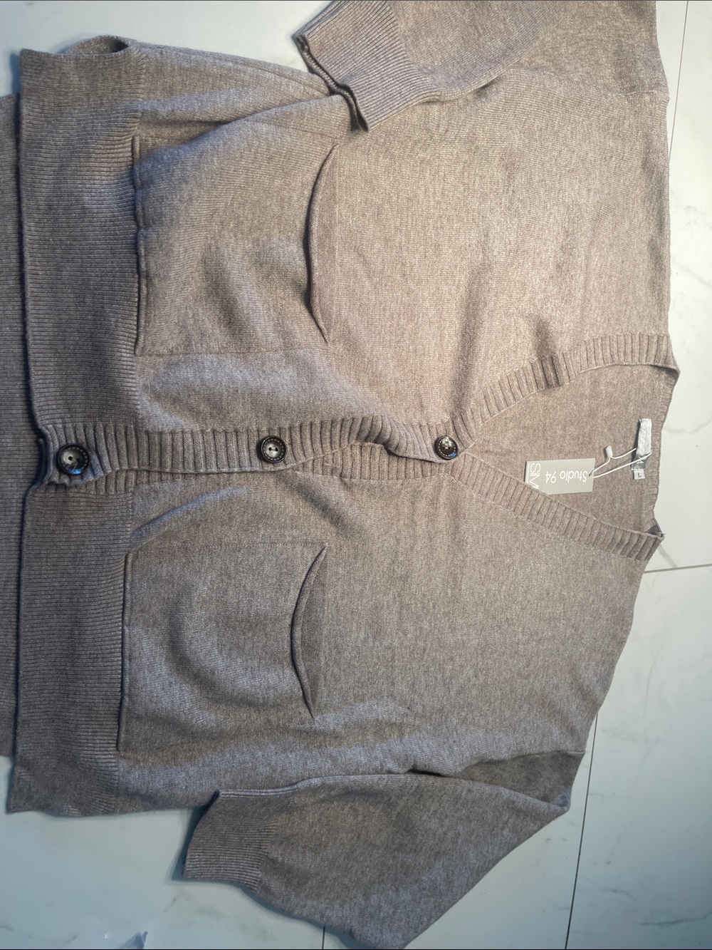 Studio 1940 Women's Light Taupe Button-Front Cardigan